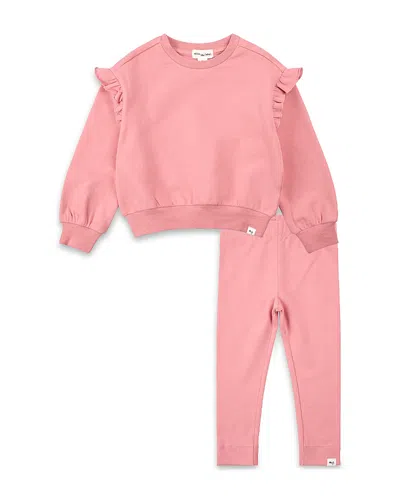 Miles The Label Girls' Long Sleeved Sweatshirt & Leggings Set - Little Kid In Pink
