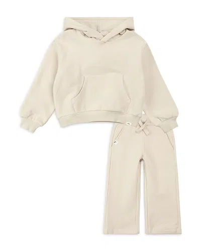 Miles The Label Girls' Long Sleeved Hoodie & Jogger Pants Set - Little Kid In Neutral