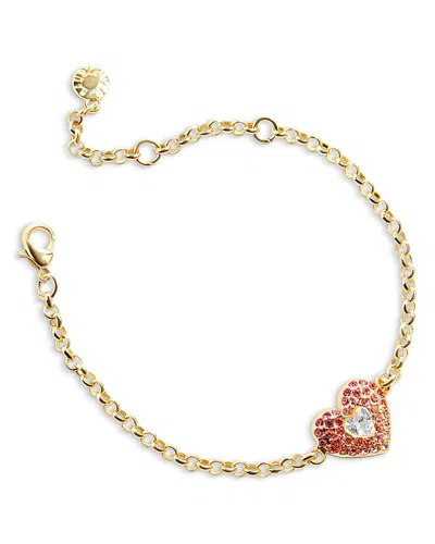 Baublebar Melissa Pink Pave Cubic Zirconia Heart Flex Bracelet In Gold