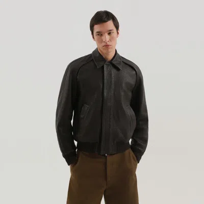 1989 Studio Leather Jacket With Collar And Textured Finish