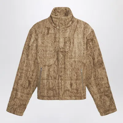 1989 Studio Flocked Fabric Padded Jacket With Embroidered Logo In Brown