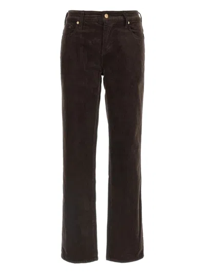 7 For All Mankind Calie Straight Mid-rise Cotton-blend Velvet Straight Pants In Brown