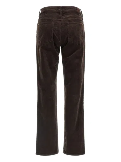 7 For All Mankind Calie Straight Mid-rise Cotton-blend Velvet Straight Pants In Brown