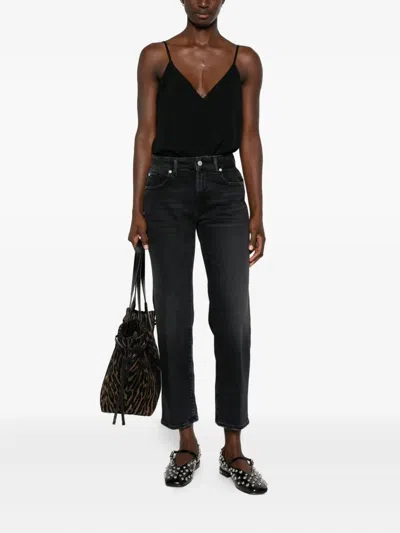 7 For All Mankind Calie Straight Ankle Bottom Clothing In Black