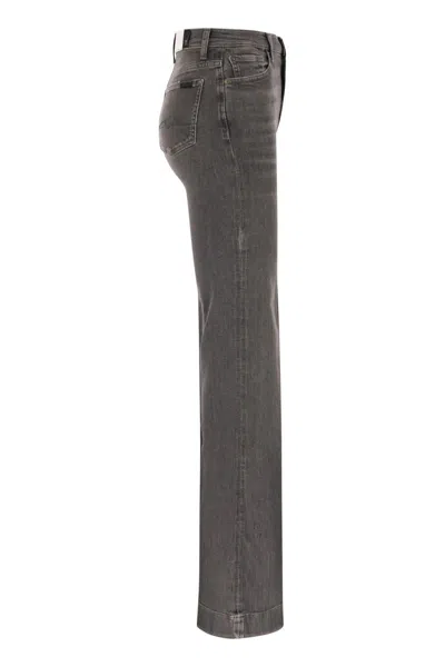 7 For All Mankind High-waist Flared Jeans With Classic Five-pocket Design In Gray