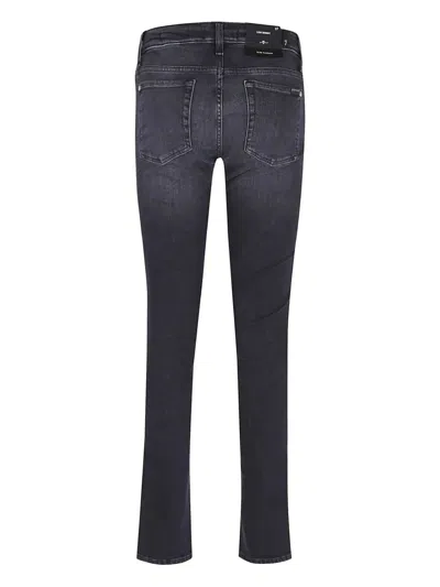 7 For All Mankind Stretch Cotton Denim Low Skinny Jeans With Classic Five-pocket Design In Blue