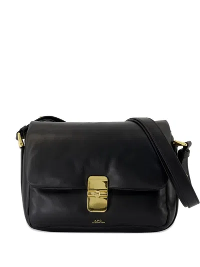 Apc Rectangular Shoulder Bag Gold-tone Hardware In Black