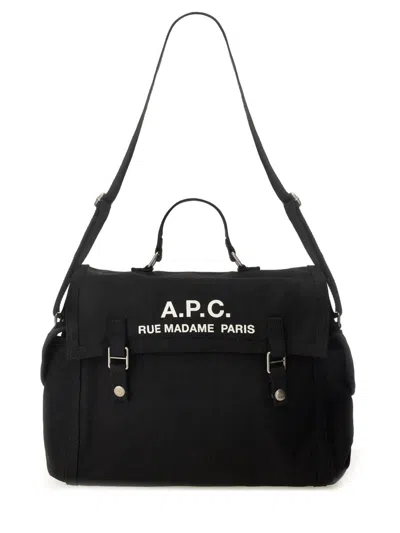 Apc A.p.c. Men Shoulder Bag With Logo In Black