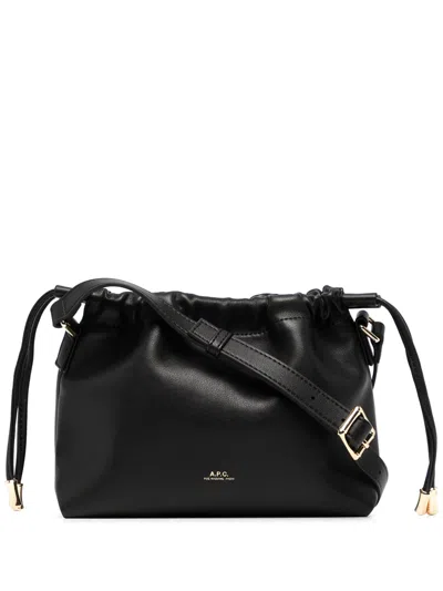 Apc Ninon Black Crossbody Bag With Adjustable Shoulder Strap And Drawstring Closure In Ecoleather Woman