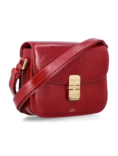 Apc A.p.c. Grace Small Bag In Crinkled Leather In Red