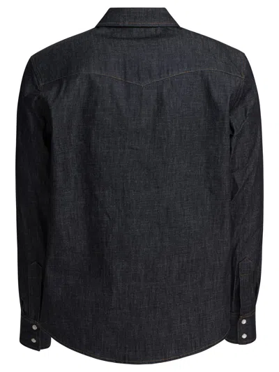 Apc Western Long-sleeved Shirt In Blue