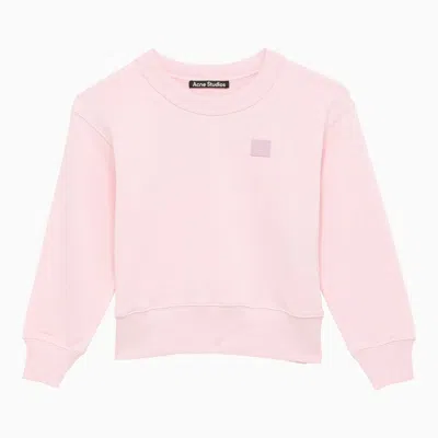 Acne Studios Crew-neck Light Pink Cotton Sweatshirt In Pink