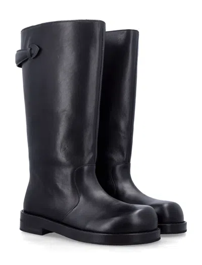 Acne Studios Women Black Boots With Embossed Logo On The Side In Leather Woman