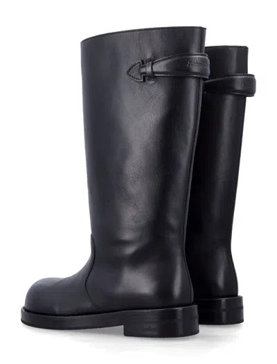 Acne Studios Women Black Boots With Embossed Logo On The Side In Leather Woman