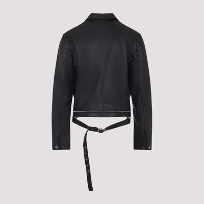 Acne Studios Belted Leather Jacket In Black