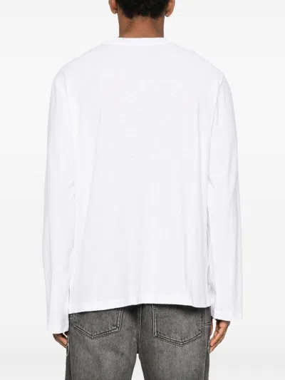 Acne Studios Long Sleeve Crew Neck Logo T-shirt With Pocket In White