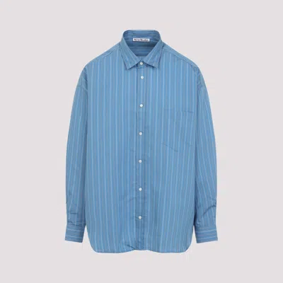 Acne Studios Striped Long Sleeve Button Up Shirt In Blue