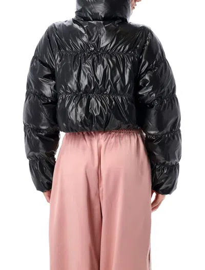 Adidas Originals Shiny Black Convertible Cropped Puffer Jacket