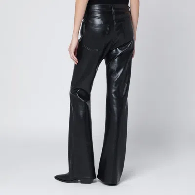 Agolde Black Faux Leather Trousers Mid Rise Kick Boot In Black