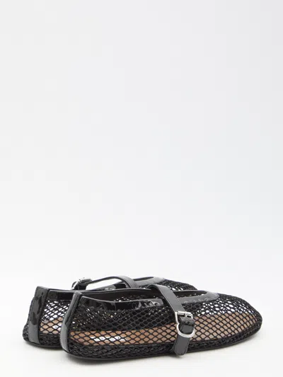 Alaïa Alaia Women Ballet Flats Mesh Ballerinas With Patent Leather Profiles In Black
