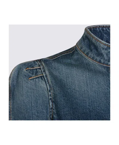 Alaïa Alaia Blue Washed Denim High-neck Jacket Women In Blue