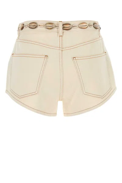 Alanui Sand Denim Ocean Dream Shorts In Neutral