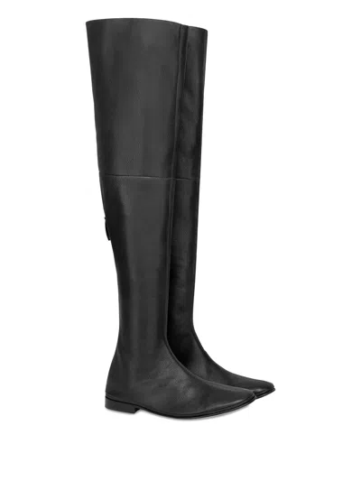 Alberta Ferretti Alberta Ferreti Black Leather Boots In Multi