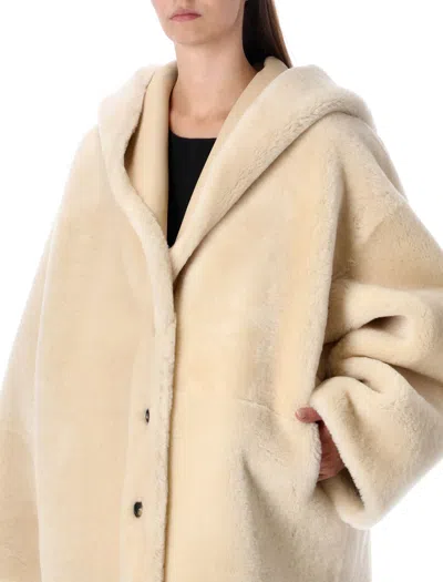 Alberta Ferretti Alberta Ferreti  Reversible Hooded Shearling Jacket In Neutral