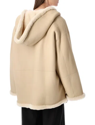 Alberta Ferretti Alberta Ferreti  Reversible Hooded Shearling Jacket In Neutral
