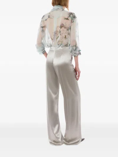 Alberta Ferretti Alberta Ferreti Green Viscose Wide Leg Pants In Neutral