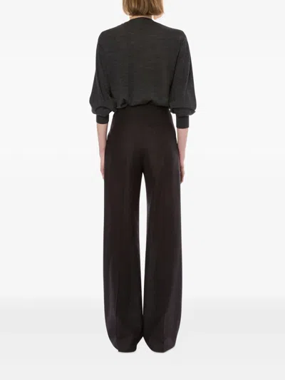 Alberta Ferretti Alberta Ferreti Grey Wool Wide Leg Pants In Brown