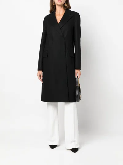 Alberta Ferretti Coat Double Cloth Flap Pockets In Black