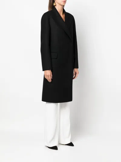 Alberta Ferretti Coat Double Cloth Flap Pockets In Black