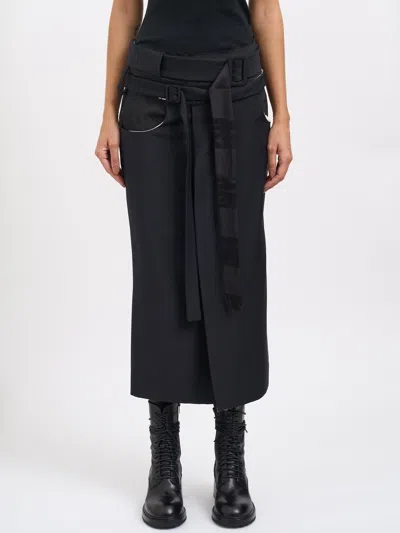 Alessandra Marchi Long Wool Skirt In Black