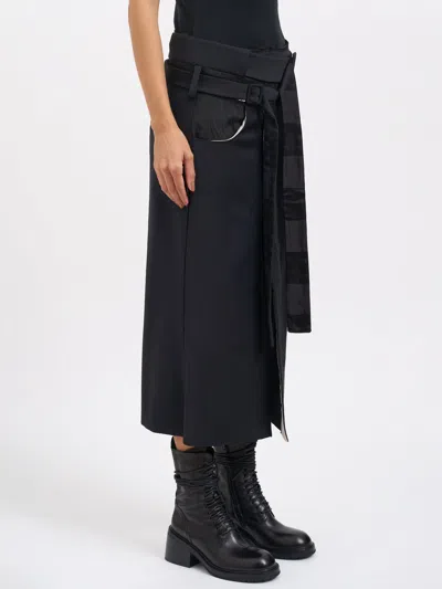 Alessandra Marchi Long Wool Skirt In Black