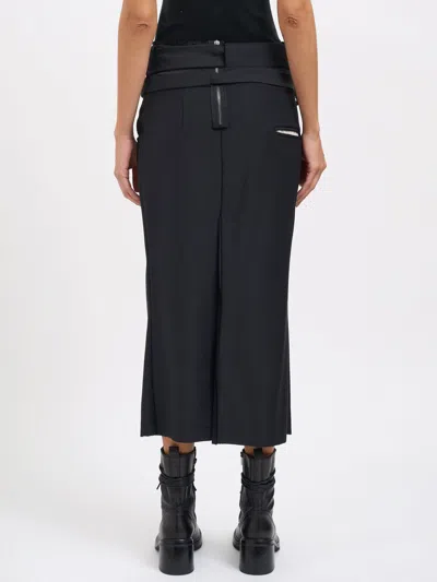 Alessandra Marchi Long Wool Skirt In Black