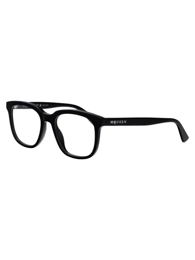 Alexander Mcqueen Black-black-transparent Recycled Acetate Glasses In Black