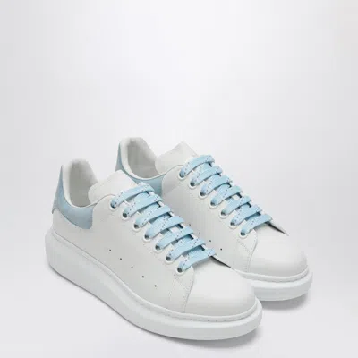 Alexander Mcqueen Oversize Sneakers In White And Light Blue Calf Leather In Multi