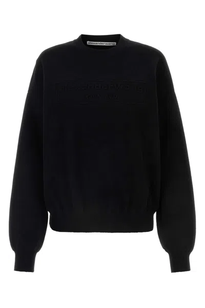 Alexander Wang Black Stretch Polyester Blend Sweater In Black