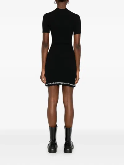 Alexander Wang Ribbed Short-sleeve Fitted Dress Clothing In Black