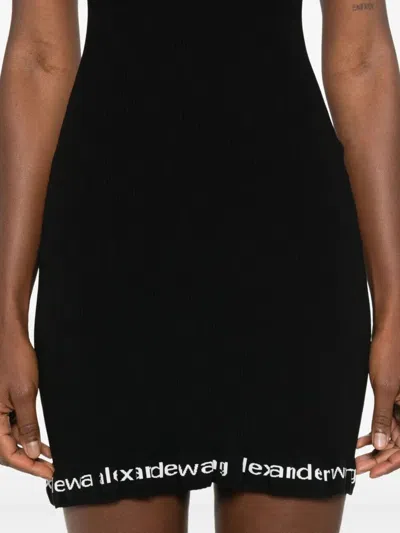 Alexander Wang Ribbed Short-sleeve Fitted Dress Clothing In Black