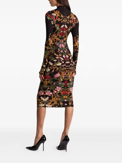 Alice And Olivia Delora Midi Dress In Evermine In Black