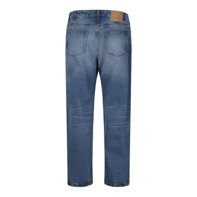 Ami Alexandre Mattiussi Ami Straight-leg Denim Jeans With Faded Blue Wash And Leather Accent