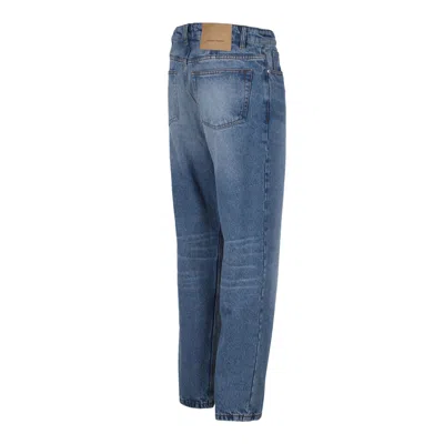 Ami Alexandre Mattiussi Ami Straight-leg Denim Jeans With Faded Blue Wash And Leather Accent