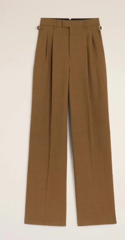 Ami Alexandre Mattiussi Ami High-waisted Light Wool Twill Trousers With Pleated Detailing In Brown