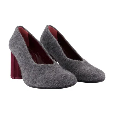 Ami Alexandre Mattiussi Black Mohair Knit Piano Pumps Grey In Gray
