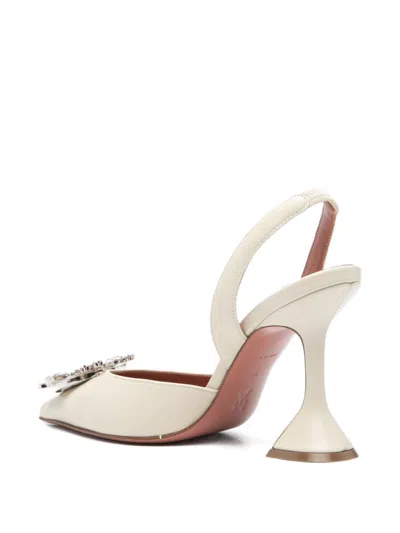 Amina Muaddi Slingback Pumps With Unique Heel Design In White