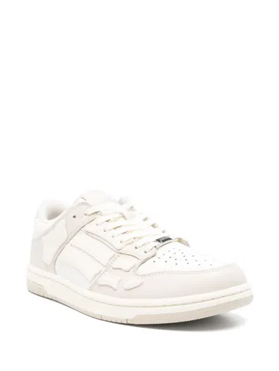 Amiri Skel Top Low White Sneakers With Skeleton Patch In Leather Man