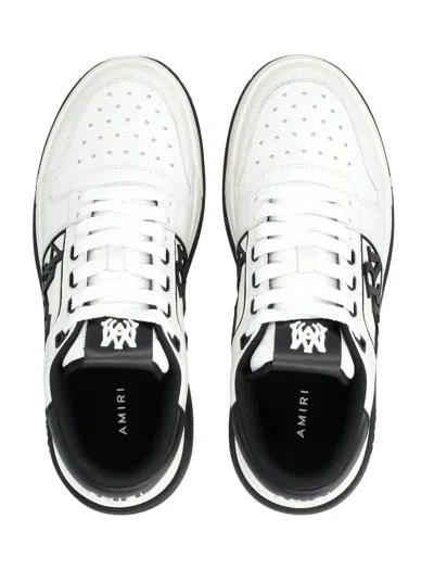 Amiri White Low Top Sneakers With Logo Patch On The Side And Contrasting Heel With Logo Lettering In Leath In Multi
