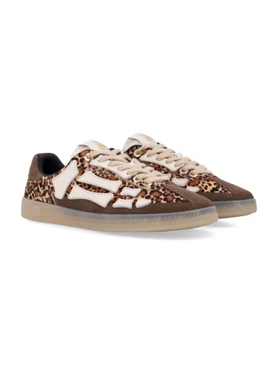 Amiri Pacific Bones Brown Low-top Sneaker With Logo Patch On The Tongue And Leopard Print In Suede Man In Animal Print